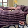 High Luxury Thick Striped Rabbit Like Plush Blanket, Autumn And Winter Thick Bed Blanket Cover, Friendly And Comfortable, Providing All Day Warmth And Comfort, Suitable For Sofas, Beds, Offices And Travel, Multi Purpose Blankets, Holiday Gifts, Cozy