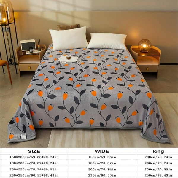 One Leaf Print, Warm And Comfortable Soft Mink Blanket, Throw Blanket, Four Seasons Blanket, Fine Texture, Thick Velvet Feel, Suitable For Sofa, Bed, Car, Office, Camping
