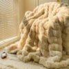 A Solid Color Thick Double Layer Blanket, Suitable For Bed Use, Office, Air Conditioning, Bedding, And Ideal For Travel, Sofa, Bed, And Home Decoration.