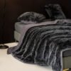 Extra Large Luxury Faux Fur Blanket Plush Soft All Season Throw With Elegant Black & White Design, Machine Washable For Bedding, Sofa, Camping Cozy Warmth, .. Inch, Heavyweight Polyester