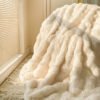 A Solid Color Thick Double Layer Blanket, Suitable For Bed Use, Office, Air Conditioning, Bedding, And Ideal For Travel, Sofa, Bed, And Home Decoration.