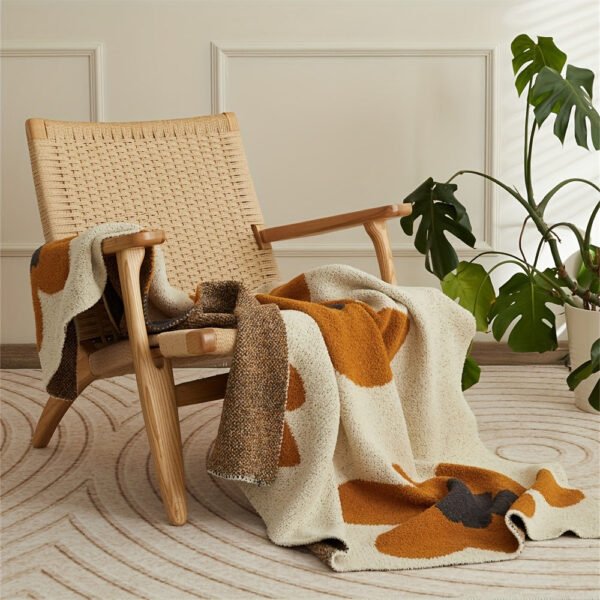 Nordic Flower Pattern Knitted Blanket, Air Conditioning Blanket Warm Cozy Soft Throw Blanket For Couch Bed Sofa
