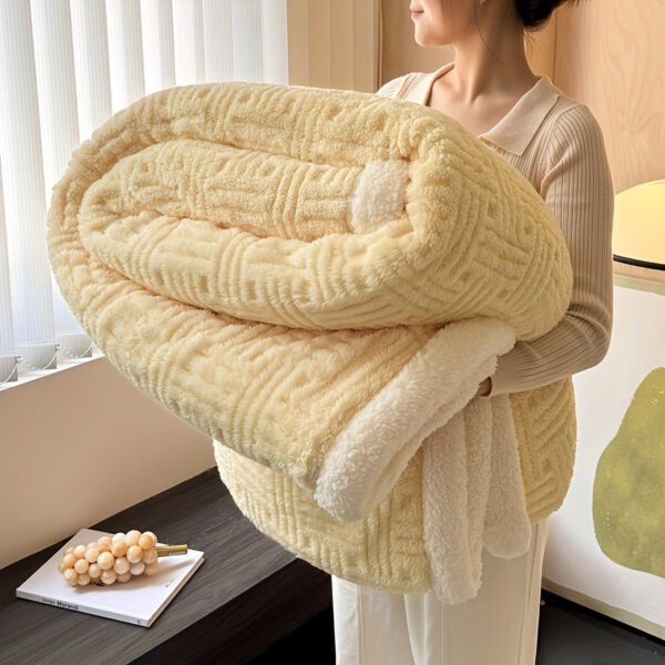 Luxurious Vintage Inspired Double Layer Thick Bed Blanket Soft, Plush Fleece With Taffeta Velvet & Imitative | All Season Comfort | Machine Washable | Milk Velvet Fabric