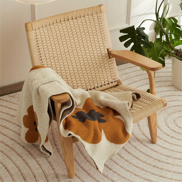 Nordic Flower Pattern Knitted Blanket, Air Conditioning Blanket Warm Cozy Soft Throw Blanket For Couch Bed Sofa