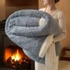 Luxurious Vintage Inspired Double Layer Thick Bed Blanket Soft, Plush Fleece With Taffeta Velvet & Imitative | All Season Comfort | Machine Washable | Milk Velvet Fabric