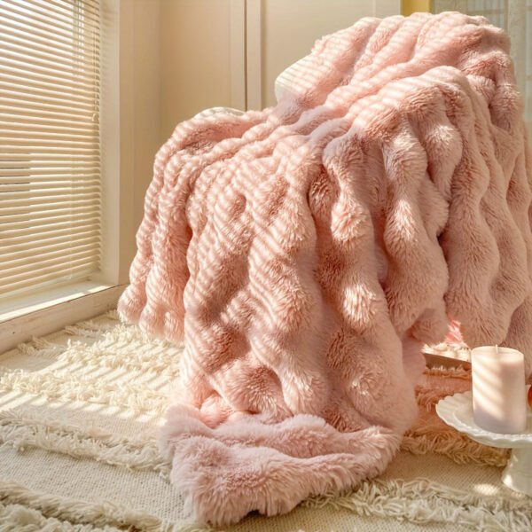 A Solid Color Thick Double Layer Blanket, Suitable For Bed Use, Office, Air Conditioning, Bedding, And Ideal For Travel, Sofa, Bed, And Home Decoration.