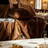 Luxurious ."." Faux Fox Fur Blanket, Ultra Soft Plush Velvet Texture, All Season Black Gray Golden Burgundy Red Warm Sofa Bedspread For Home & Rv Use Machine
