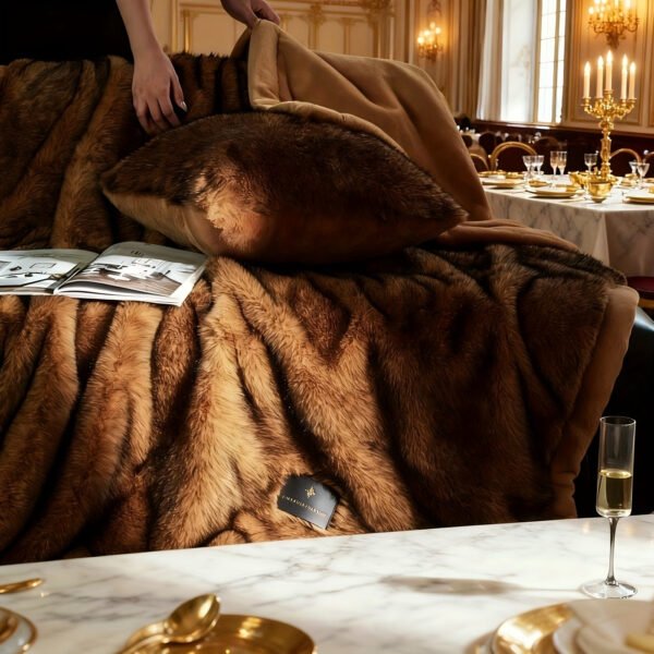 Luxurious ."." Faux Fox Fur Blanket, Ultra Soft Plush Velvet Texture, All Season Black Gray Golden Burgundy Red Warm Sofa Bedspread For Home & Rv Use Machine
