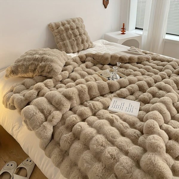 Tuscany Rabbit Fur Short Plush Casual Throw Blanket, A Luxurious High End Sofa Blanket That Is Soft, Warm, And Cozy Like Fur.
